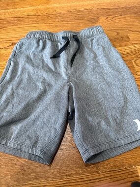 Hurley Gray Athletic Shorts with Black Drawstring